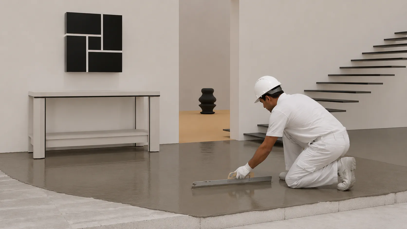 Floor leveling and screed application