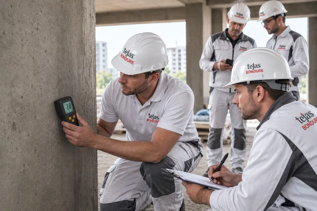 Bondure technical team reviewing application conditions on site