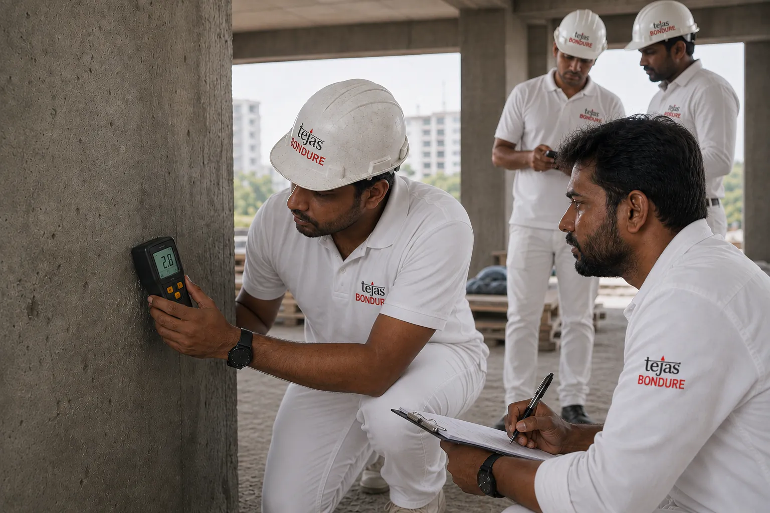 Bondure technical team reviewing site conditions on a construction project